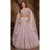 Plus Size Net Resham Work Wedding Wear Lehenga Choli In Lavender - 10576194704