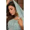 Plus Size Net Resham Work Wedding Wear Lehenga Choli In Sky Blue - 10576194707