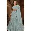 Plus Size Net Resham Work Wedding Wear Lehenga Choli In Sky Blue - 10576194707