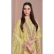 Chiffon Embroidered Party Wear Salwar Suit In Yellow - 10577194708