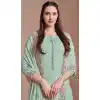 Chiffon Embroidered Party Wear Plus Size Salwar Suit In Sea Green - 10577194711