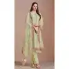 Chiffon Embroidered Party Wear Plus Size Salwar Suit In Pista Green - 10577194713