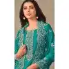 Rama Blue Organza Resham Work Party Wear Plus Size Salwar Kameez - 10581194745