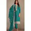 Rama Blue Organza Resham Work Party Wear Plus Size Salwar Kameez - 10581194745
