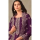 Purple Organza Resham Work Party Wear Salwar Kameez - 10581194749