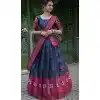 Teal Blue Lichi Silk Zari Work Traditional Wear Plus Size Lehenga Choli - 10593194901