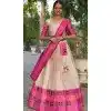 Cream Lichi Silk Zari Work Traditional Wear Plus Size Lehenga Choli - 10593194902