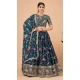 Navy Blue Georgette Digital print Work Party Wear Lehenga Choli - 10605194965