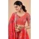 Red Georgette Digital print Work Party Wear Lehenga Choli - 10605194966