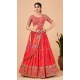 Red Georgette Digital print Work Party Wear Lehenga Choli - 10605194966