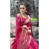 Rani Pink Satin Silk Weaving Work Party Wear Plus Size Saree - 10611195032