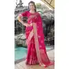 Rani Pink Satin Silk Weaving Work Party Wear Plus Size Saree - 10611195032