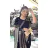 Navy Blue Satin Silk Weaving Work Party Wear Plus Size Saree - 10611195033