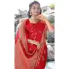 Red Satin Silk Weaving Work Party Wear Plus Size Saree - 10611195034