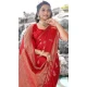 Red Satin Silk Weaving Work Party Wear Saree - 10611195034