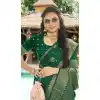 Dark Green Satin Silk Weaving Work Party Wear Plus Size Saree - 10611195035