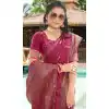 Wine Satin Silk Weaving Work Party Wear Plus Size Saree - 10611195036