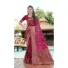 Wine Satin Silk Weaving Work Party Wear Plus Size Saree - 10611195036