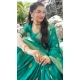 Rama Blue Satin Silk Weaving Work Party Wear Saree - 10611195037