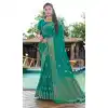 Rama Blue Satin Silk Weaving Work Party Wear Plus Size Saree - 10611195037