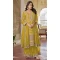 Chinon Embroidered Party Wear Palazzo Salwar Kameez In Mustard - 10613195042