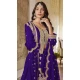 Chinon Embroidered Party Wear Palazzo Salwar Kameez In Purple - 10613195043