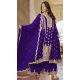 Chinon Embroidered Party Wear Palazzo Salwar Kameez In Purple - 10613195043