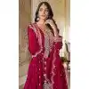 Chinon Embroidered Party Wear Palazzo Plus Size Salwar Kameez In Rani Pink - 10613195045