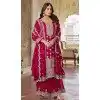 Chinon Embroidered Party Wear Palazzo Plus Size Salwar Kameez In Rani Pink - 10613195045