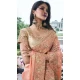 Peach Tissue Silk Resham Work Wedding Wear Saree - 10616195054