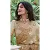 Gold Tissue Silk Resham Work Wedding Wear Plus Size Saree - 10616195055