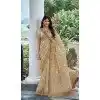 Gold Tissue Silk Resham Work Wedding Wear Plus Size Saree - 10616195055