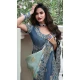 Dusty Blue Tissue Silk Resham Work Wedding Wear Saree - 10616195057
