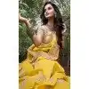 Yellow Tissue Silk Resham Work Wedding Wear Plus Size Saree - 10616195058