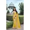 Yellow Tissue Silk Resham Work Wedding Wear Plus Size Saree - 10616195058