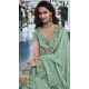 Mint Green Tissue Silk Resham Work Wedding Wear Saree - 10616195059