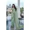 Mint Green Tissue Silk Resham Work Wedding Wear Plus Size Saree - 10616195059