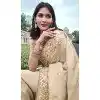 Cream Tissue Silk Resham Work Wedding Wear Plus Size Saree - 10616195064