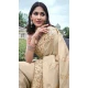 Cream Tissue Silk Resham Work Wedding Wear Saree - 10616195064