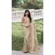 Cream Tissue Silk Resham Work Wedding Wear Saree - 10616195064