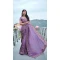 Dark Lavender Tissue Silk Resham Work Wedding Wear Saree - 10616195065