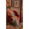 Tussar Silk Zari Work Traditional Wear Plus Size Saree In Grey - 10617195066
