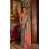 Tussar Silk Zari Work Traditional Wear Plus Size Saree In Grey - 10617195066