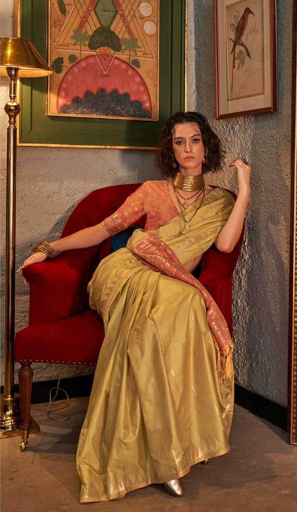 Tussar Silk Zari Work Traditional Wear Saree In Mustard - 10617195067 Tussar Silk Zari Work Traditional Wear Saree In Mustard - 10617195067