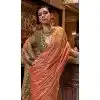 Tussar Silk Zari Work Traditional Wear Plus Size Saree In Peach - 10617195069