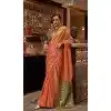 Tussar Silk Zari Work Traditional Wear Plus Size Saree In Peach - 10617195069