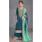 Teal Blue Chinon Silk Embroidered Party Wear Palazzo Suit - 10635195166