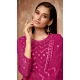 Rani Pink Georgette Sequence Work Party Wear Gown With Dupatta - 10637195172