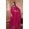 Rani Pink Georgette Sequence Work Party Wear Gown With Dupatta - 10637195172