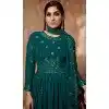 Teal Blue Georgette Sequence Work Party Wear Gown With Dupatta - 10637195173